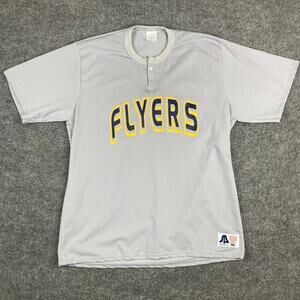 Augusta Flyers Jersey Mens 2XL Gray Henley Button Baseball Shirt Number 32